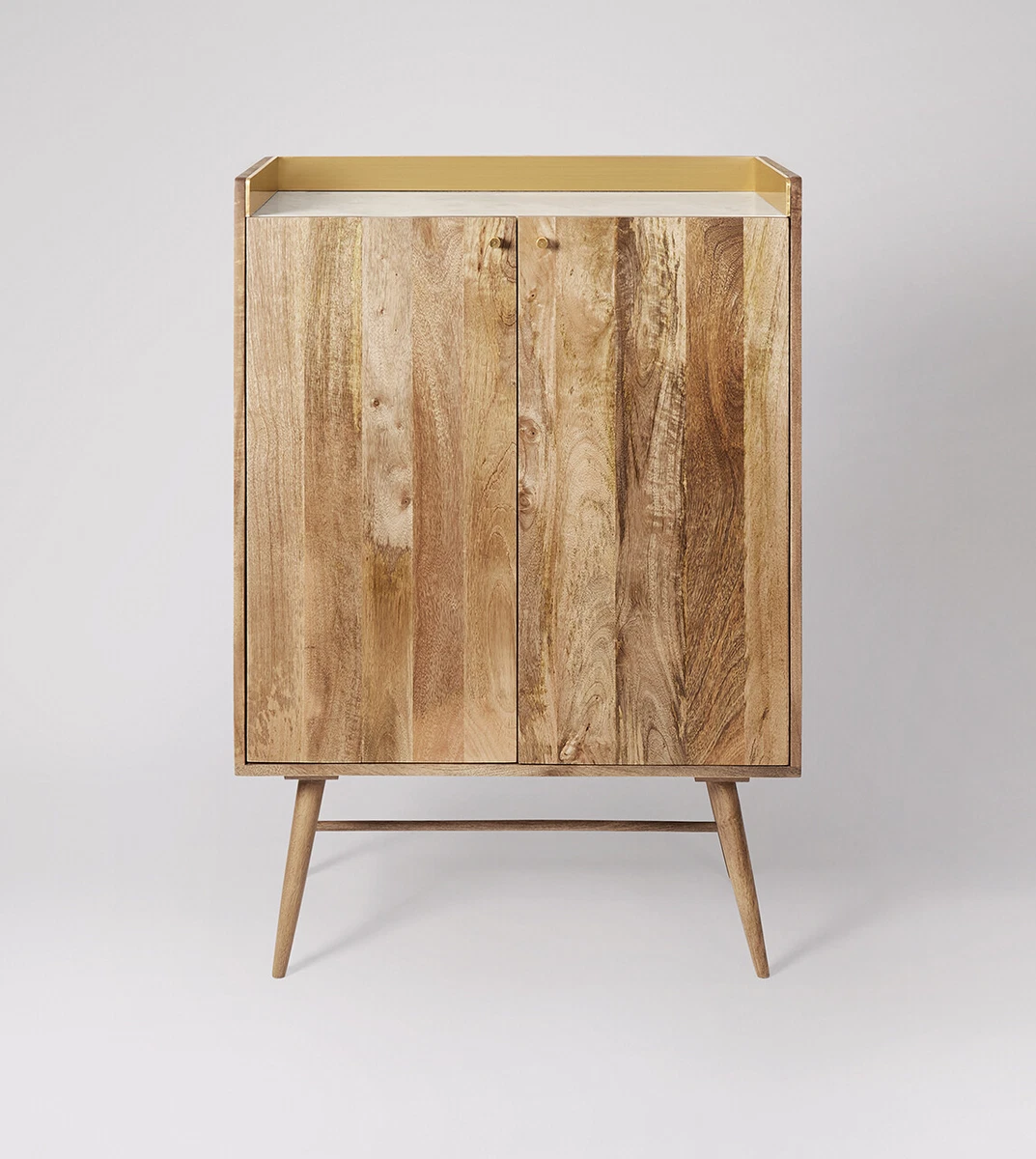 Swoon Fresco Natural Oak Stained Mango Wood Marble Drinks Cabinet RRP 769