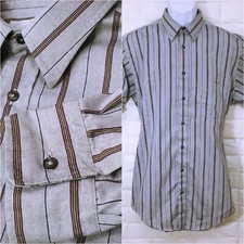 Enro USA Pinpoint Oxford Tailored Shirt -L 16.5 Button-up Pocket Striped Grey