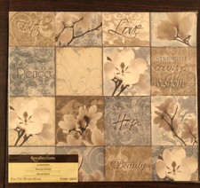 Recollections 12x12 Scrapbook Album FAITH LOVE PEACE HOPE Flowers Tan/Blue