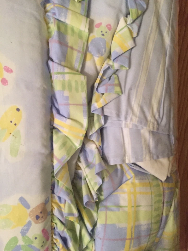 Blue Yellow Plaid Baby Crib  Comforter Set - Image 3 of 4