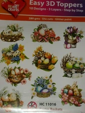 HEARTY CRAFTS EASY 3-D TOPPERS "EASTER BASKETS" HC11016 -10 DESIGNS 3 LAYERS