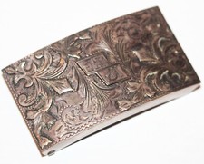 Vintage Nouveau Sterling Silver Belt Buckle - New Mexico 925 Ornate Engraved