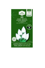 HOLIDAY TIME 25 COOL WHITE SUPER BRIGHT C7 LIGHTS NEW IN BOX INDOOR OUTDOOR