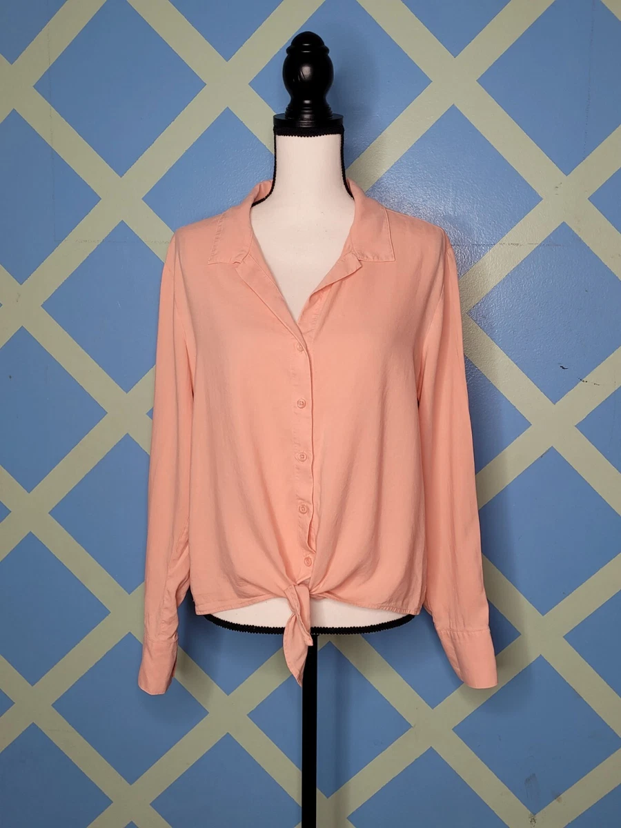 Button down shirt top tied in front