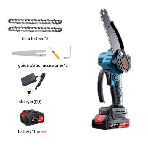 6 Inch Mini Cordless Electric Chain Saw Handheld Pruning Portable Tool Battery - Picture 15 of 21