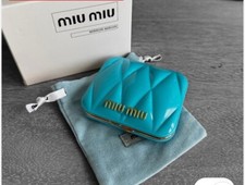 NEW MIUMIU Parfums Blue Pocket Compact Mirror Double Facettes Blue Pouch