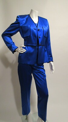 1990s Vtg ESCADA Royal Blue Jacket Pants & Bustier 3pc SET Sz 36 Germany