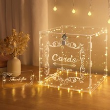 Acrylic Wedding Card Box Lock Clear Large Envelope Gift Money Holder