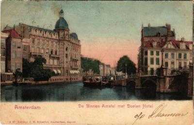 CPA AK AMSTERDAM De Binnen Amstel met Doelen Hotel. NETHERLANDS (624970)