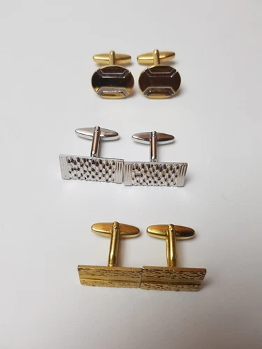 konvolut alte 3 Paar Manschettenknöpfe goldfarben 1× Imitation