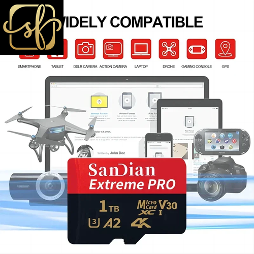 2TB Memory Card 128GB Class 10 V30 TF Card 1TB Mini SD Card 512GB High Speed Mic - Photo 2 sur 19
