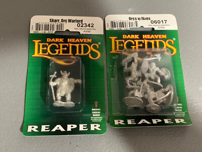 A7229 REAPER MINIATURES DARK HEAVEN ORC W AXES & SKARR ORC WARLORD