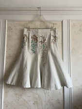 NWT Oilily Womens Embroidered Corduroy Skirt 36 White