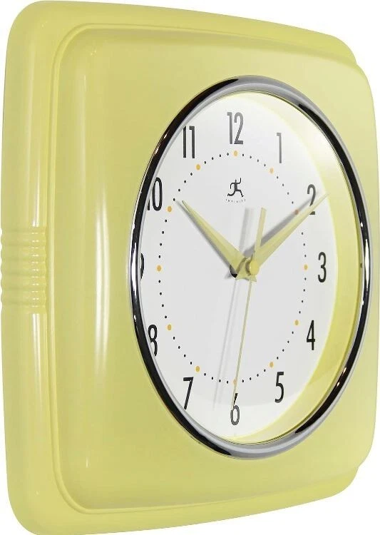 Retro Square Wall Clock 9-1/2" Silent Non-Ticking Vintage Plastic Quartz Analog - Image 3 of 4