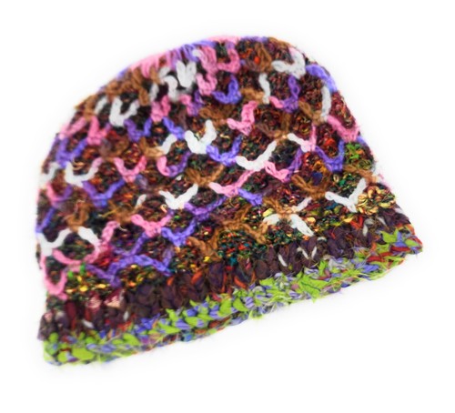 Hand Knit Wool & Silk Beanie Hats Fleece Lined Handmade Nepal Diamond Pattern - Picture 21 of 32