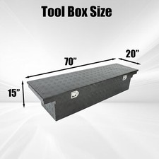70x20x15 Heavy Duty Aluminum Truck Pickup Storage Tool Box Waterproof Black