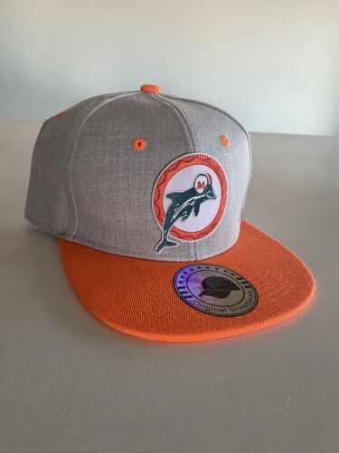 Chapeau casquette orange MIAMI DOLPHINS Retro 1966 logo classique Snapback gris - Photo 1/7