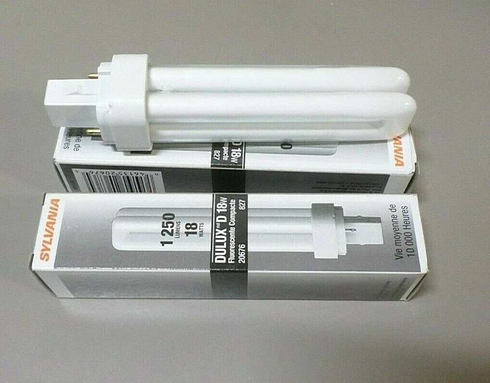 2 - Sylvania CF18DD/827 T4 CFL 2-Pin G24d-2 Base 18 Watt 2 Tube Lamps / Bulbs - Image 2 of 4