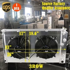 3 Row Radiator Electric Fans for 1968-1972 Chevelle GTO Cutlass Lemans 7.4L 454