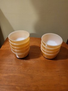 Vintage Fire King Anchor Hocking Peach Luster custard cups #424 Set of 9