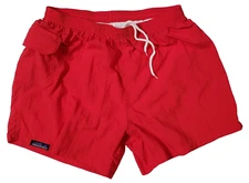 Nylon Lifeguard Swim Trunk 5" Side Pocket LARGE Red Mens Swimsuit/Active Short