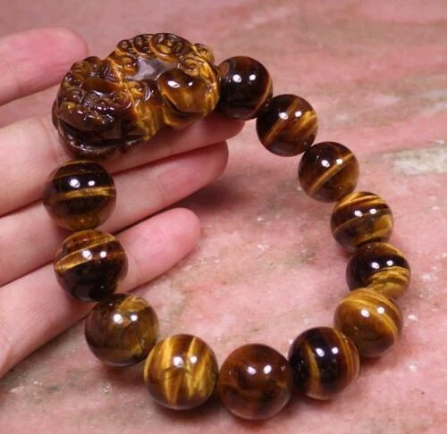 Gato Tigre JADE Contas Dragão Pi Xiu Pulseira Moeda Feng Shui 101145 - Imagem 3 de 4
