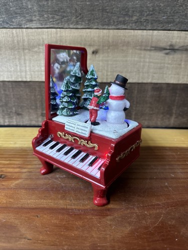 VTG Christmas Piano Lights Rotating Snowman Music Box Plays 3 Christmas Excerpts - Picture 3 of 8