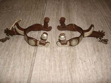 NEW Showman Brown Steel Jingle Bob Youth Spurs w/ Engraved Silver Design