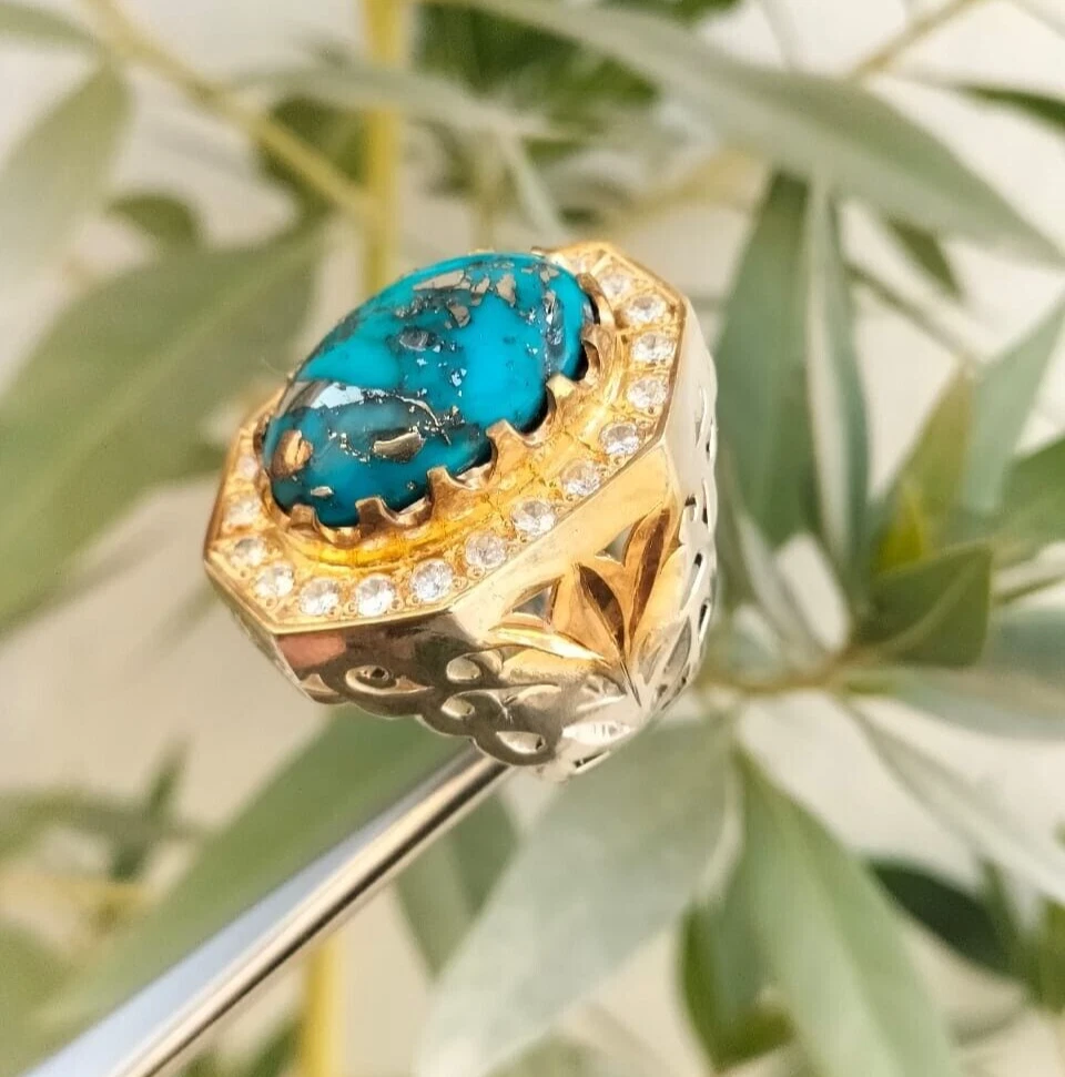 Buy Natural Turquoise Ring Feroza Ring Rare Feroza Gemstone Ring Robin Blue  Turquoise Ring Handmade 925 Sterling Silver Big Feroza Ring for Men Online  in India - Etsy