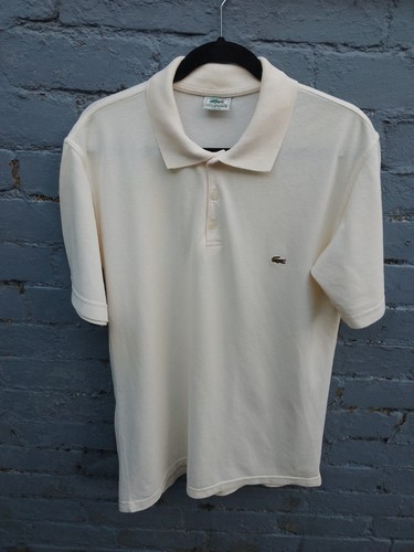 Vintage 80s Chemise Lacoste Polo Shirt Mens XXL Fit Large Lemon Cream S/Sleeve. - Picture 2 of 11