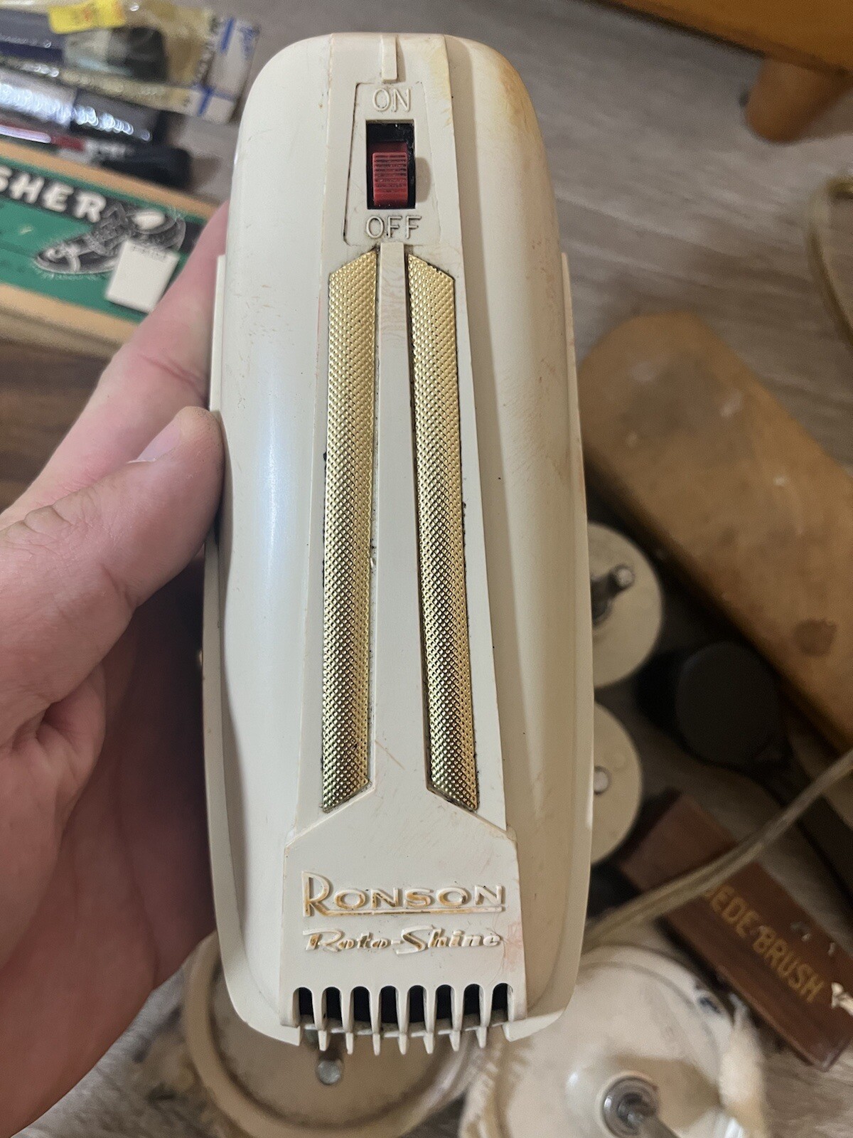 Ronson RotoShine Electric Shoe Polisher Kit w/Wood Case