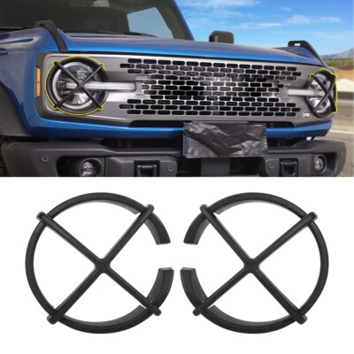  Front Headlight Lamp Guard Protection Cover Trim Frame For Ford Bronco 2021 22+