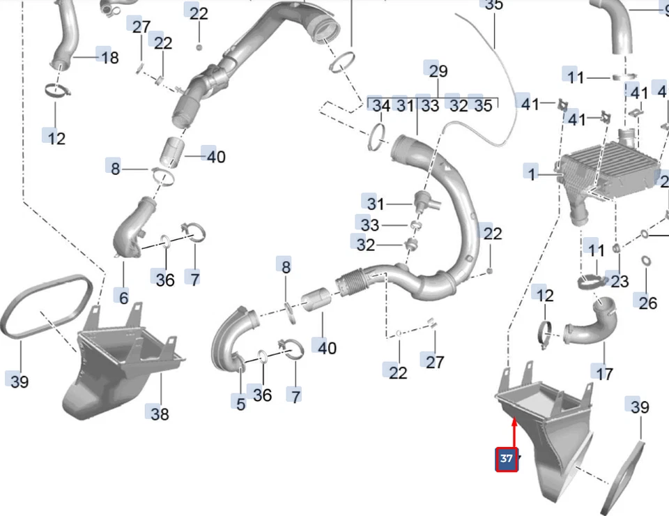 PORSCHE 911 992 Carrera Charge Air Cooler Left Lower 99157547101OK1 NEW GENUINE - Image 2 of 3