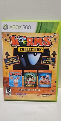 Worms Collection (Microsoft Xbox 360, 2013) Complete CIB w/ Manual