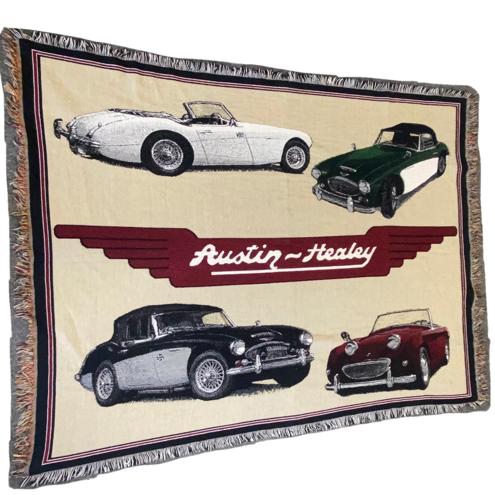 Austin Healey Woven Throw Blanket 3000 100 Vintage Car Collector Logo  71u0026#034; x 52u0026#034; | eBay