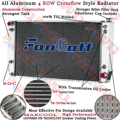 4 Row Radiator For 1988-2000 94 Chevy/GMC C2500 C3500 K2500 K3500 PICKUP 7.4L V8