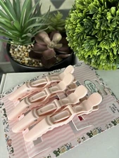 THE VINTAGE COSMETIC COMPANY PINK SECTIONING HAIR CLIPS 4 PACK - 4 1/2" LONG 