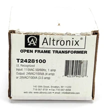 Altronix T2428100 Open Frame Transformer 24VAC 100VA 4A - New
