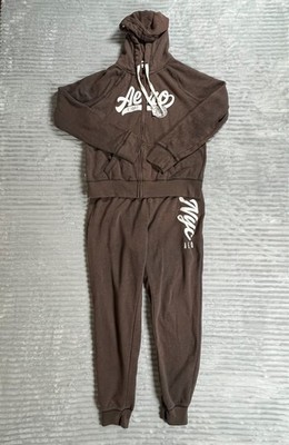 Brown Aeropostale Sweatsuit Slim Fleece Jogging Sets Sweat Suit