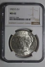 1923 S Peace Silver Dollar MS62 NGC #004