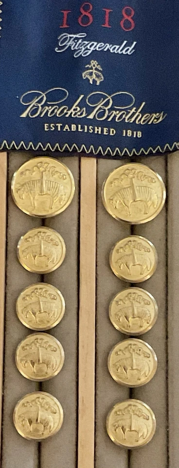 BROOKS BROTHERS 1818 Golden Fleece Set of 10 Waterbury Replacement Brass Buttons - Image 3 of 4
