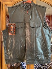 Zony Biker Vest Mens Large Concealed Carry Real Leather Double Gun Pockets