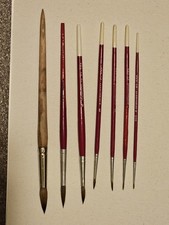 Vintage 1970-80's Grumbacher N.Y Series 815 Finest Red Sable Brush, Set Of 6