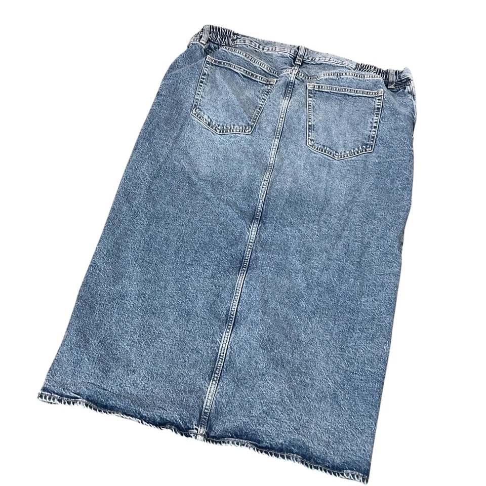H&M Maternity Mama Denim Skirt Women Extra Large Blue Jean Front Slit Midi - Image 2 of 4