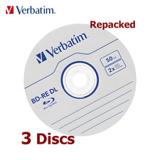 Verbatim 50GB BD-RE DL 2x Blu-ray 50 GB Rewritable Dual Layer Hard Coat 3 Discs