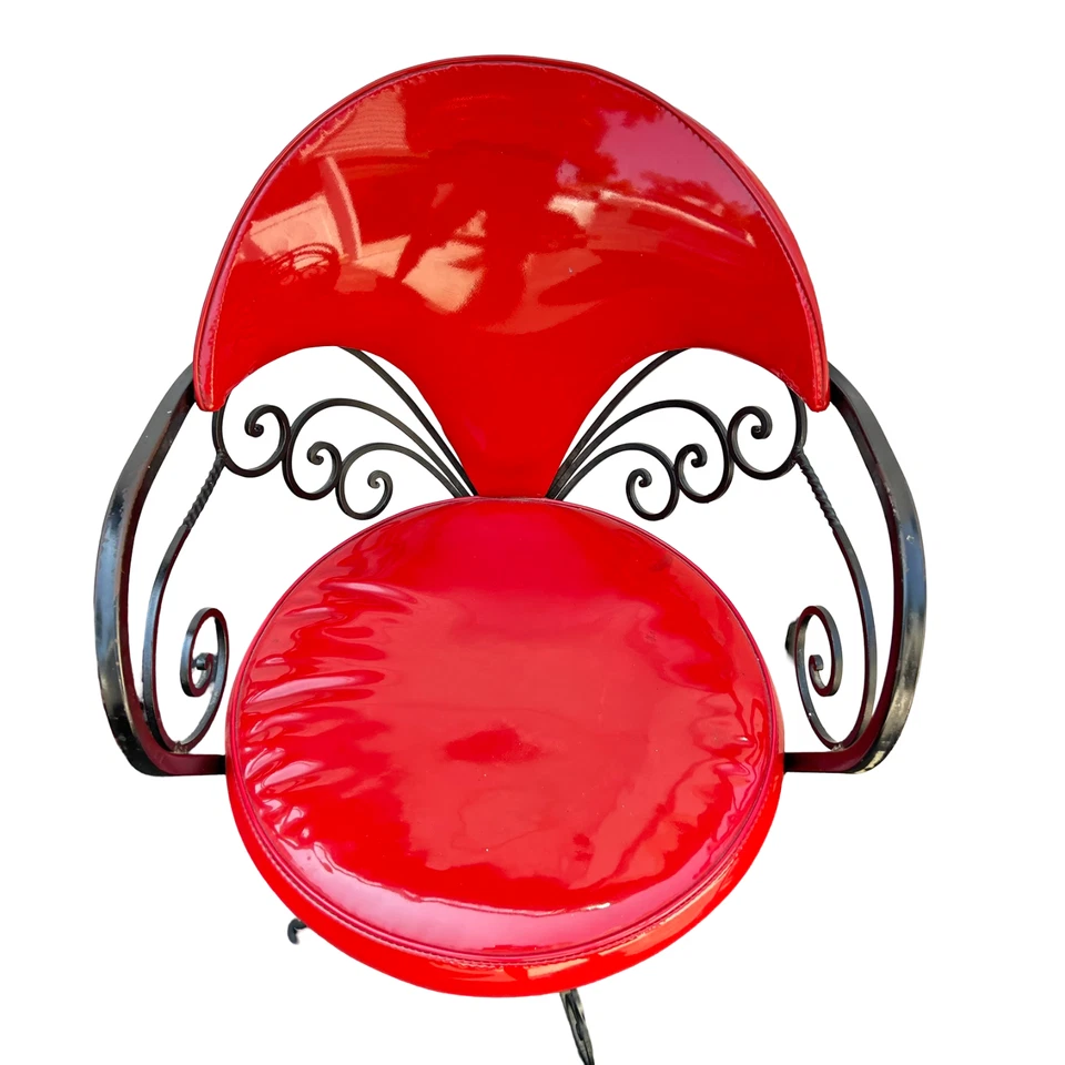 Vintage Hollywood Regency Wrought Iron Butterfly Swivel Club Chairs Set of 4 - Image 4 of 4