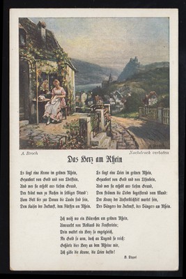Lyrik-AK Bunte Reihe 22 - A. Broch: Landschaftsbild, Volkslied Das Herz am Rhein