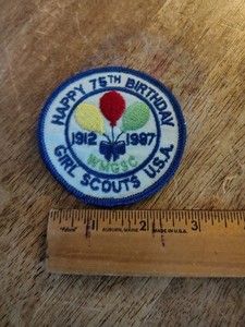 Vintage Girl Scout Badge  Happy 75th Birthday iron or Sew On Patch