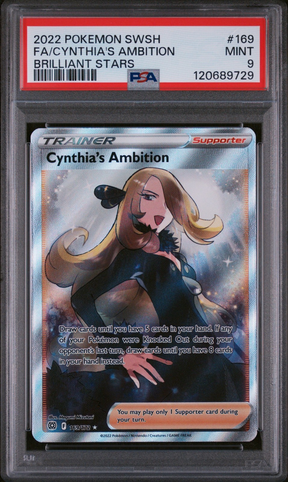 2022 Pokemon FA/CYNTHIA'S AMBITION 169/172 Ultra Rare Brillant Stars - PSA 9