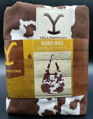 2025 ''Yellowstone'' TV Show Faux Leather Cow Print Brown & White Hobo ToteBag New
